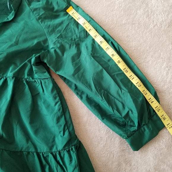 ZARA Green Voluminous Tiered Babydoll Taffetta Mini Dress - Picture 11 of 13